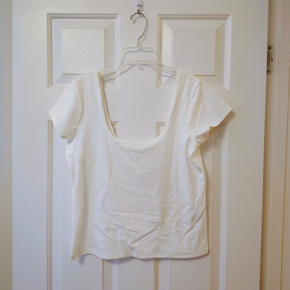 Cotton:On Thick White Double Scoop Neck Top - Picture 3 of 7